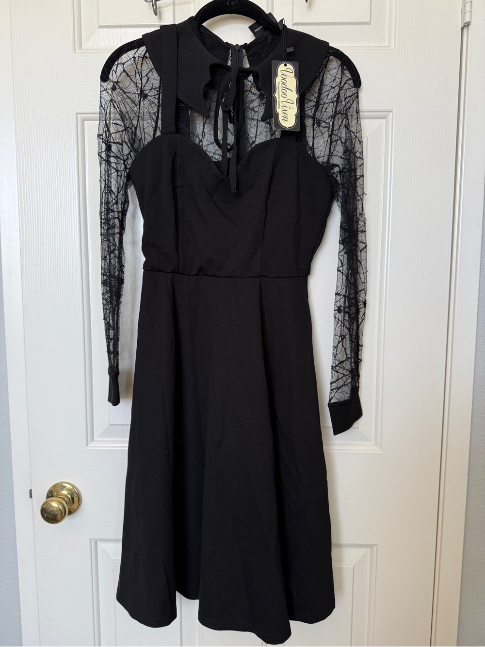Voodoo Vixen Black Pinafore Web Dress XS